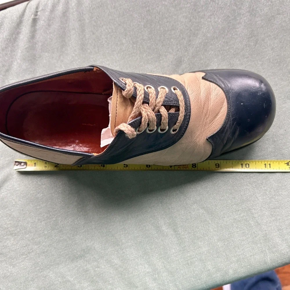 1970s Two Tone Platform Disco Italian Derbies Double Wingtip Chunky Womens 6.5 W
